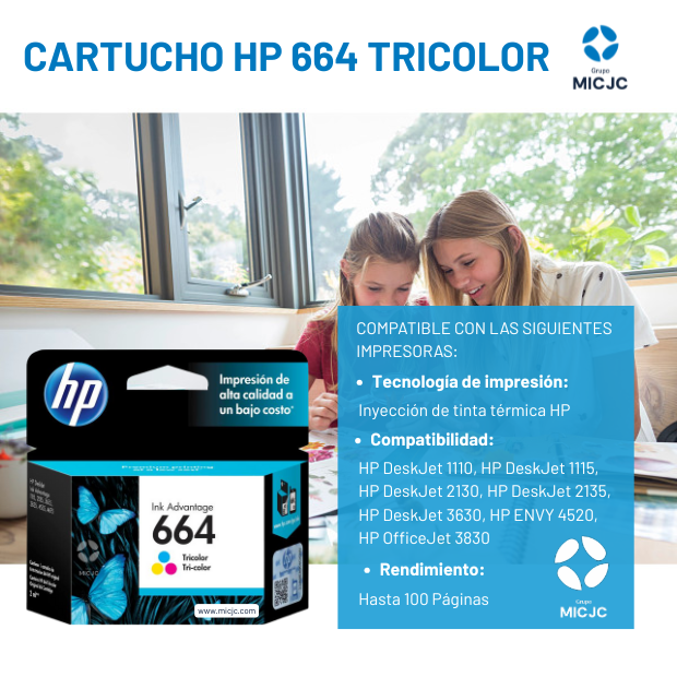 Cartucho de Tinta F6V28AL HP 664 Tricolor