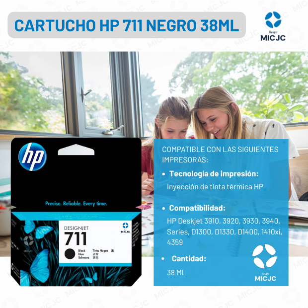 Cartucho de Tinta CZ129A HP 711 Negro de 38ML