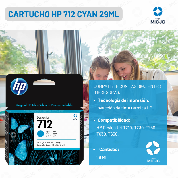 Cartucho de Tinta 3ED67A HP 712 Cyan de 29ML