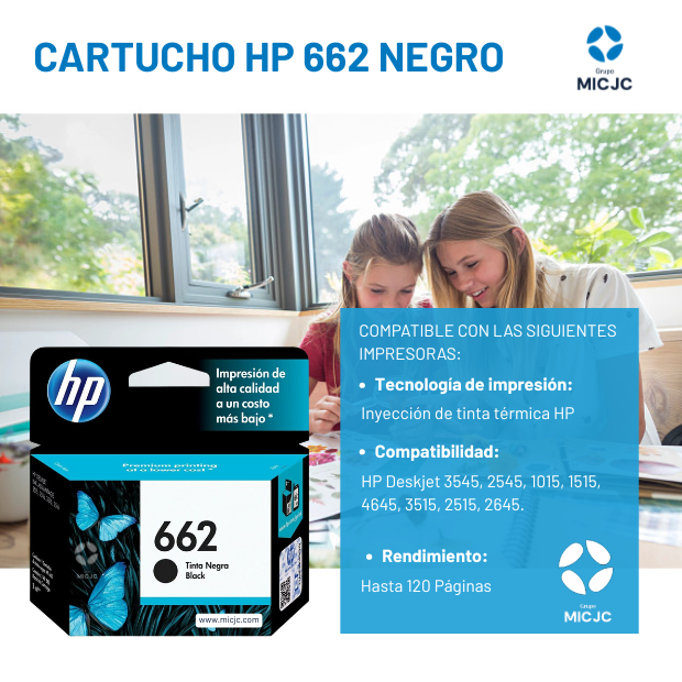 Cartucho de Tinta CZ103AL HP 662 Negro